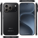 مراجعة Honor 600 Pro بعد التجربة – الهاتف في اليد، شاشة 6.8 بوصة LTPO، وكاميرا خلفية رباعية، على خلفية داكنة بإضاءة نيون زرقاء